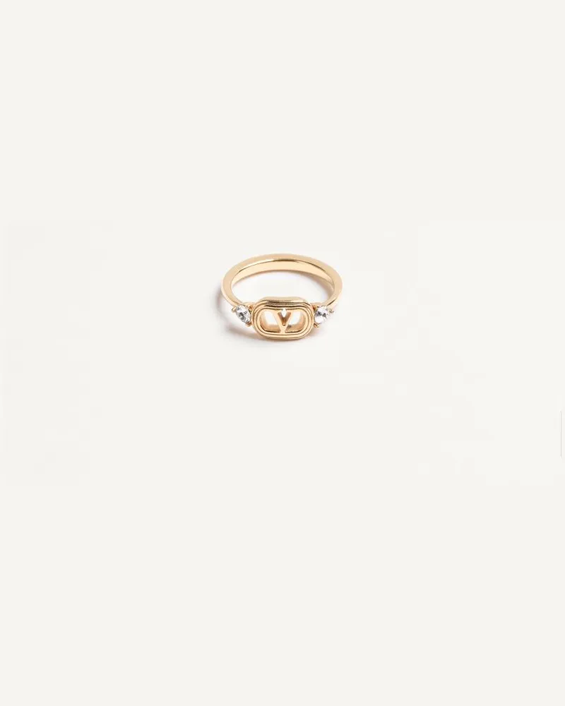 Valentino Garavani Anello Ovalette In Metallo E Cristalli Swarovski Donna ORO/CRYSTAL Oro
