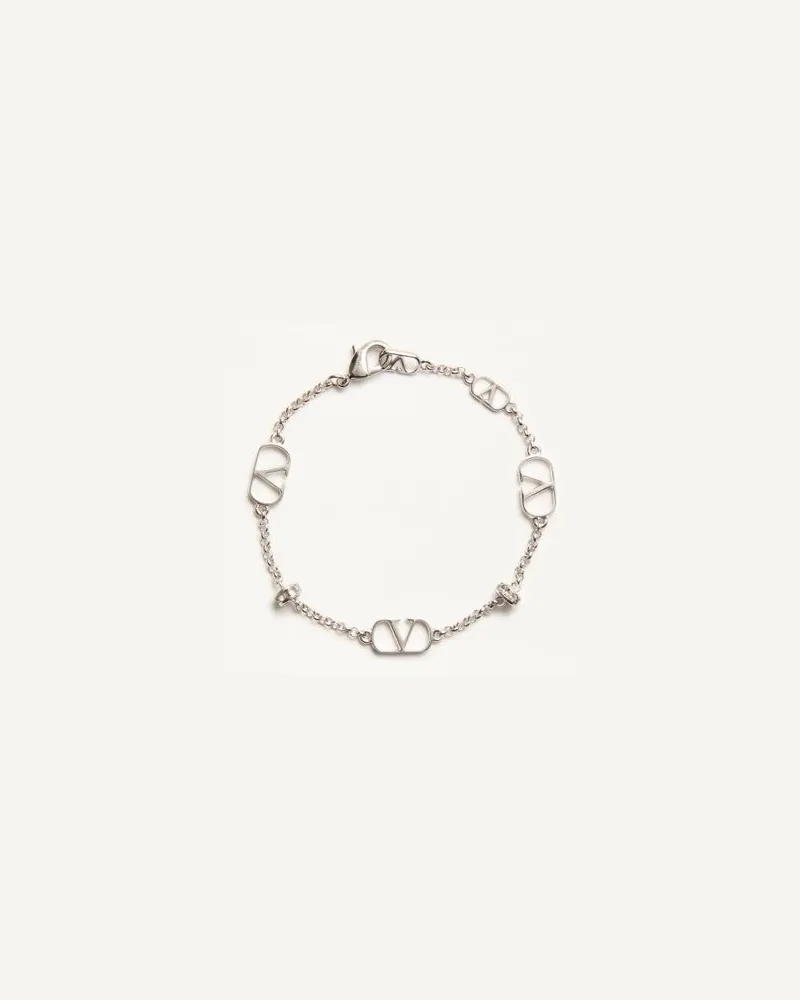 Valentino Garavani Bracciale VLogo Signature In Metallo E Cristalli Donna PALLADIO/CRYSTAL Palladio