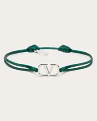 Valentino Garavani BRACCIALE VLOGO SIGNATURE IN COTONE Uomo ENGLISH GREEN English