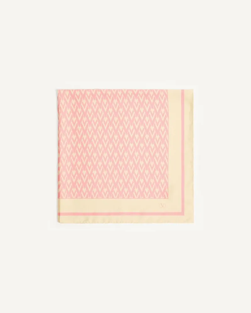 Valentino Garavani Foulard Toute La V In Seta Donna CREMA/ROSA Crema