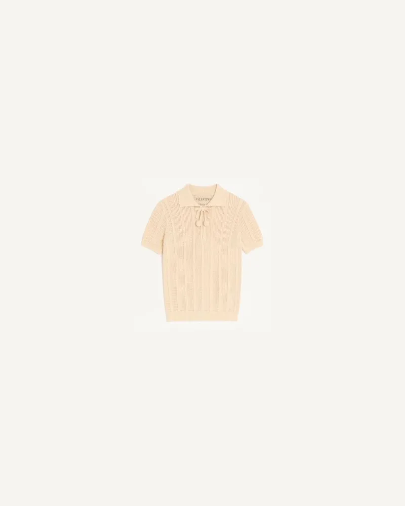 Valentino Garavani Polo In Maglia Di Cotone Ricamato Donna AVORIO XS 