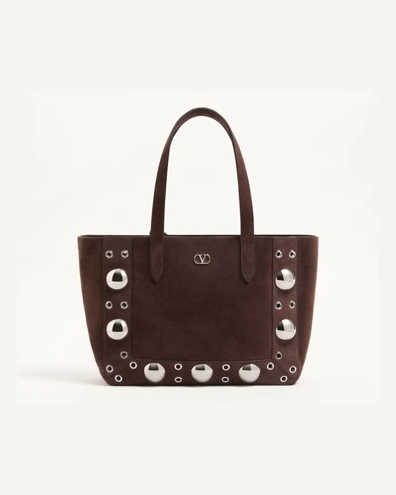 Valentino Garavani Borsa Media Shopping Valentino Garavani Nellcôte In Suede Donna MARRONE Marrone