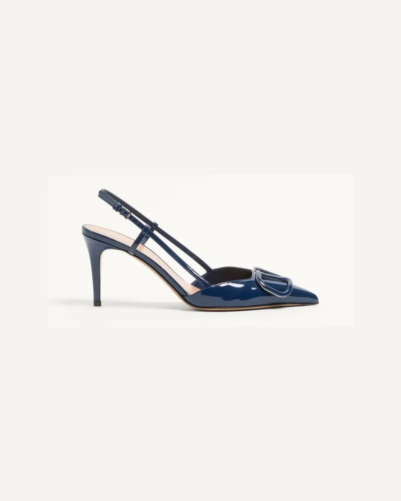 Valentino Garavani Décolleté Slingback VLogo Signature In Vernice 80Mm Donna BLU Blu