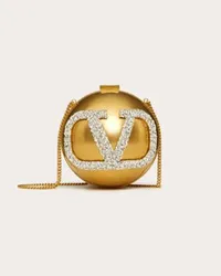 Valentino Garavani MINAUDIÈRE VLOGO SIGNATURE IN METALLO E CRISTALLI SWAROVSKI® Donna ANTIQUE BRASS/CRYSTAL Antique