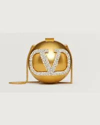 Valentino Garavani MINAUDIÈRE VLOGO SIGNATURE IN METALLO E CRISTALLI SWAROVSKI® Donna ANTIQUE BRASS/CRYSTAL Antique