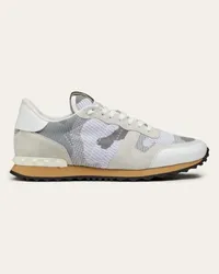 Valentino Garavani SNEAKER ROCKRUNNER CAMOUFLAGE IN TESSUTO-RETE Uomo BIANCO/PASTEL GREY Bianco