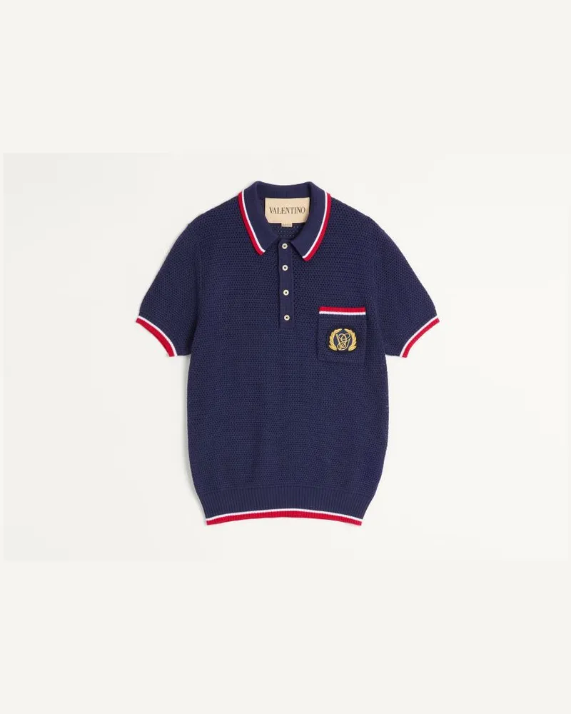 Valentino Garavani Polo In Cotone Con Patch Vg Uomo BLU Blu
