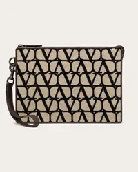 Valentino Garavani POUCH TOILE ICONOGRAPHE CON DETTAGLI IN PELLE Uomo BEIGE/NERO Beige