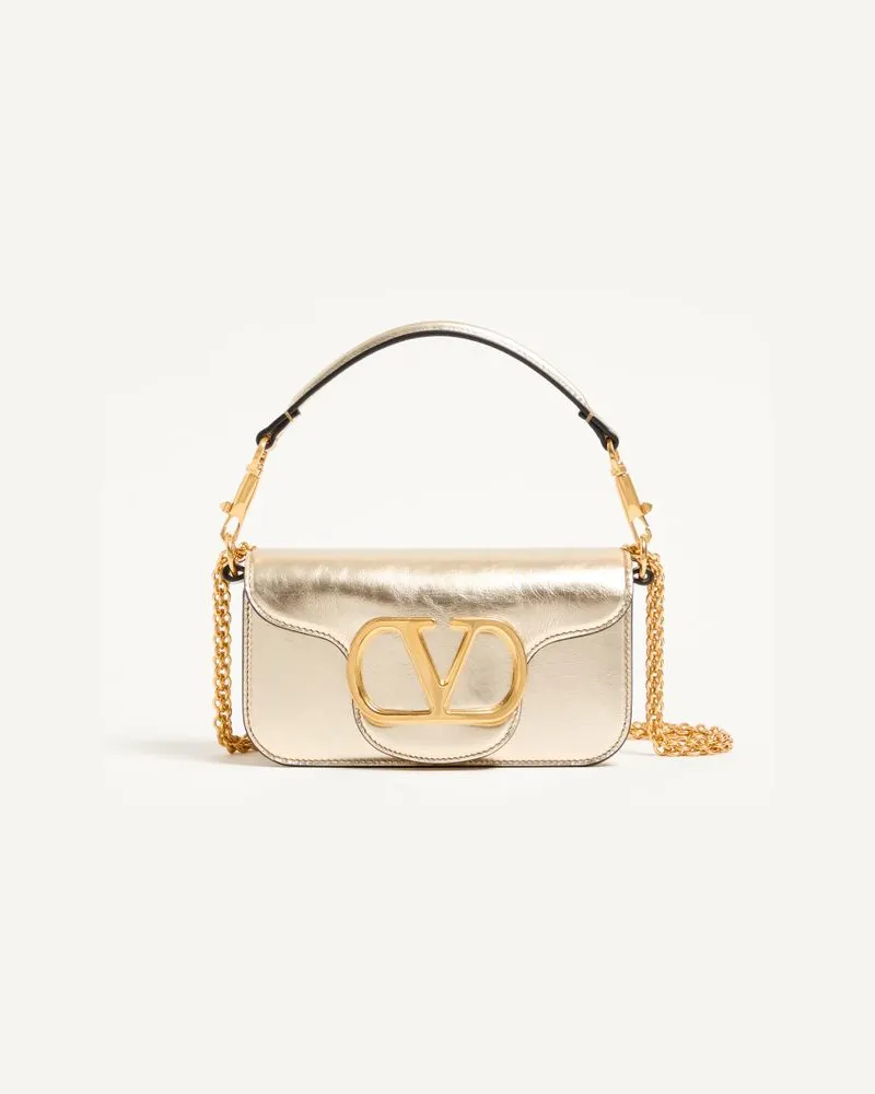 Valentino Garavani Borsa Piccola A Spalla Valentino Garavani Locò In Vitello Laminato Donna PLATINO Platino