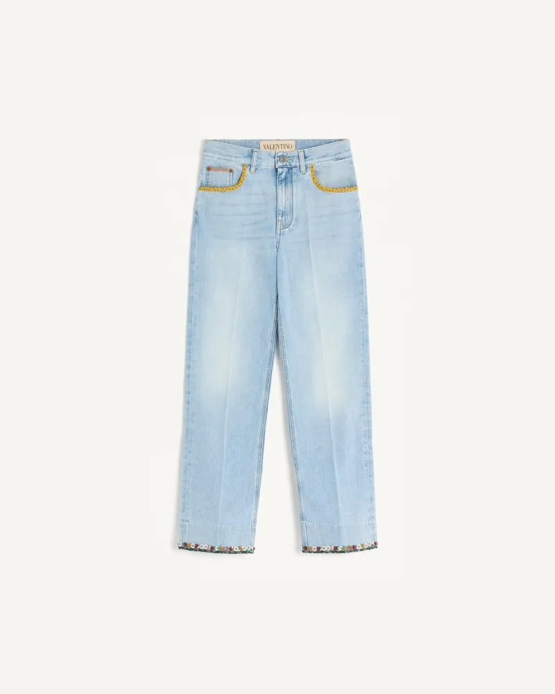 Valentino Garavani Pantaloni In Denim Ricamati Donna DENIM Denim