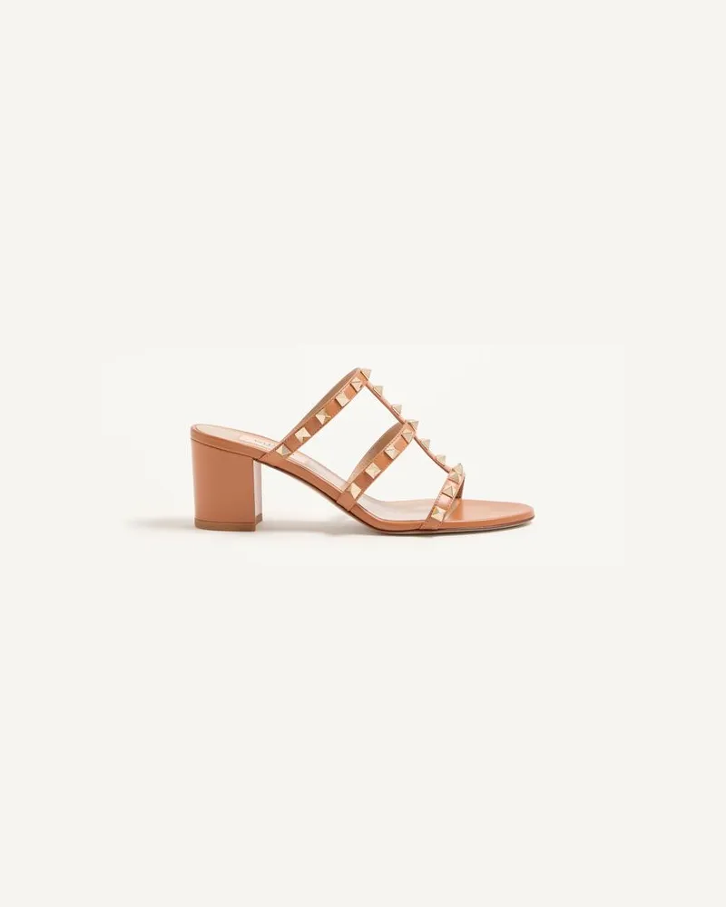 Valentino Garavani Sandalo Slider Rockstud In Vitello 60Mm Donna MANDORLA Mandorla