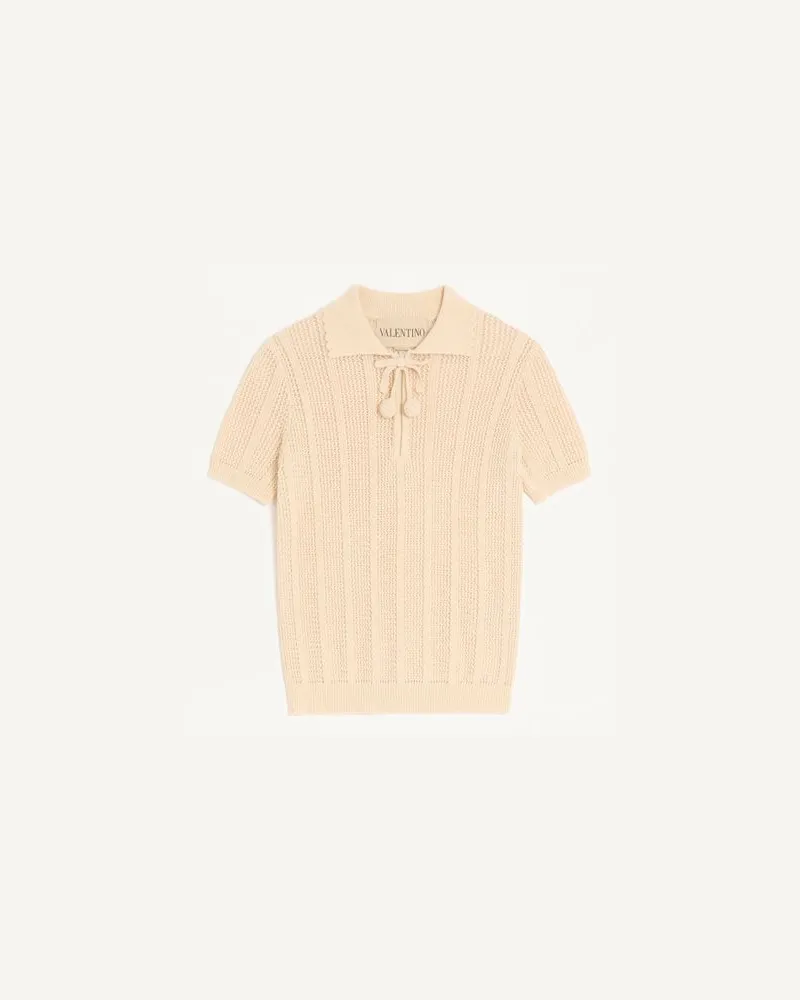 Valentino Garavani Polo In Maglia Di Cotone Ricamato Donna AVORIO Avorio
