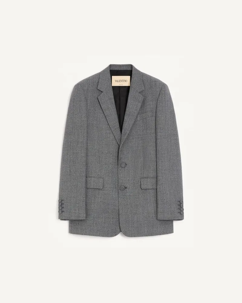 Valentino Garavani Giacca Monopetto Valentino In Lana Mounlinè Uomo NERO/GRIGIO Nero