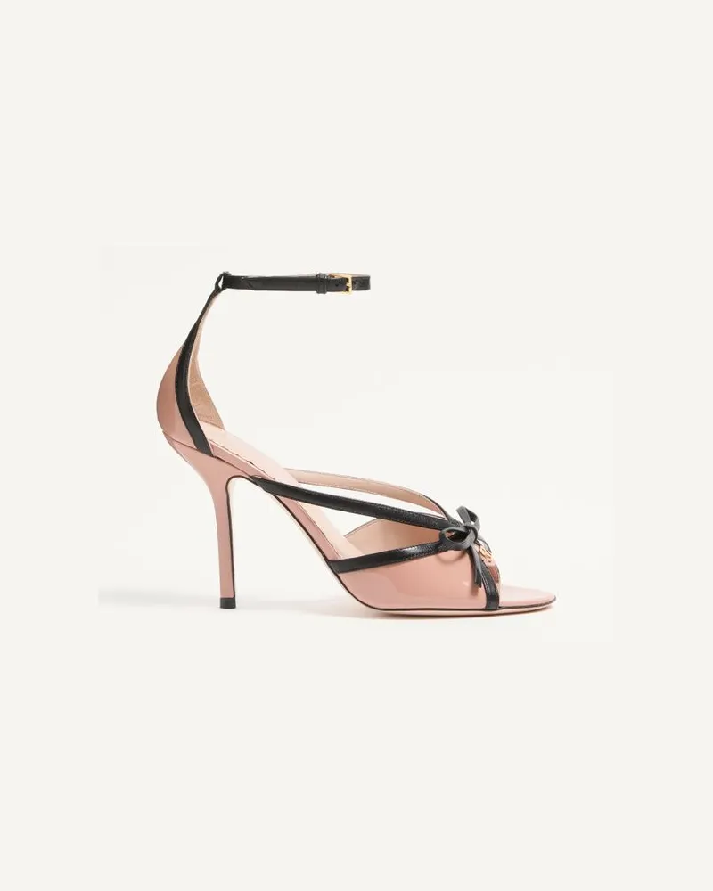 Valentino Garavani Sandalo Bepointy In Vernice E Capretto 100Mm Donna PINK/BLACK Pink