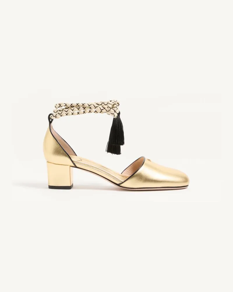 Valentino Garavani Décolleté D'Orsay Bondie In Nappa Laminata 45Mm Donna ORO Oro