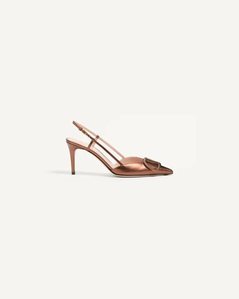 Valentino Garavani Décolleté Slingback Vlogo Signature In Nappa Laminata 80Mm Donna BRONZE Bronze