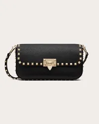 Valentino Garavani BORSA A TRACOLLA GARAVANI ROCKSTUD IN VITELLO GRANATO Donna NERO Nero