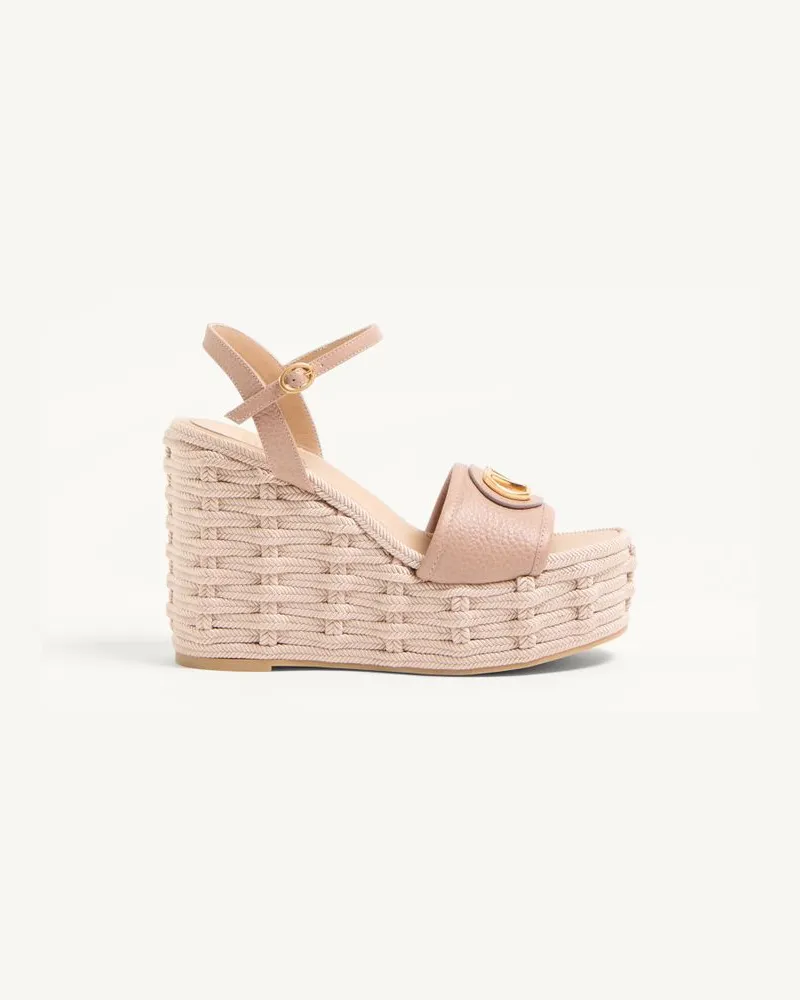 Valentino Garavani Sandalo Zeppa VLogo Signature In Vitello Granato 120Mm Donna ROSE CANNELLE Rose