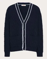 Valentino Garavani CARDIGAN IN COTONE CON MOTIVO TOILE ICONOGRAPHE Uomo NAVY/AVORIO Navy