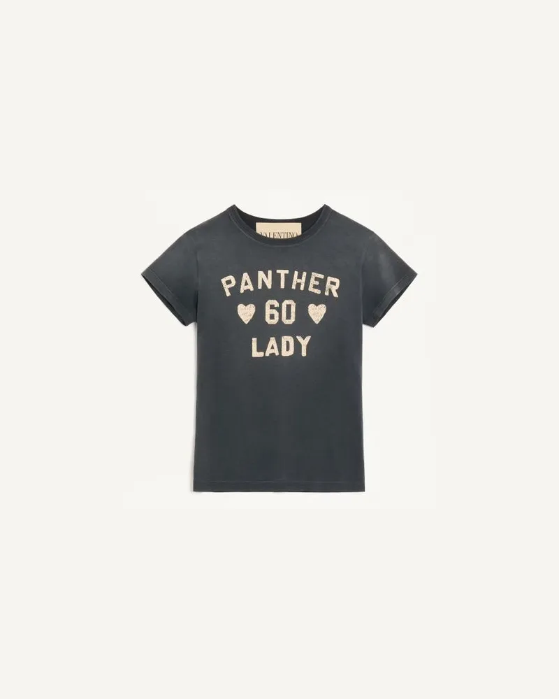 Valentino Garavani T-Shirt In Cotone Stampato Donna NERO/BETULLA Nero