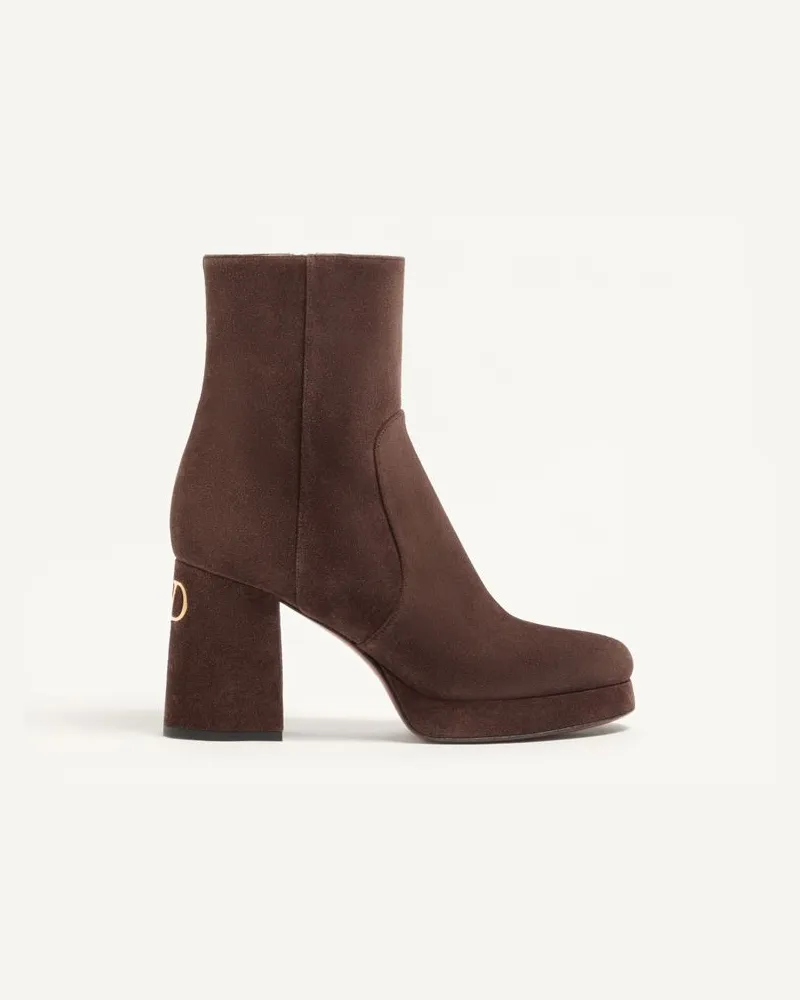 Valentino Garavani Stivaletto Con Plateau Fawcette In Crosta 90Mm Donna EBANO Ebano