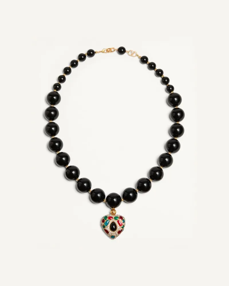 Valentino Garavani Collana Coeur Royal In Metallo, Resina, Smalto E Cristalli Swarovski Donna NERO/MULTICOLOR Nero