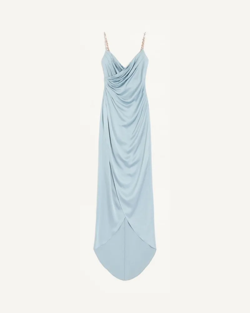 Valentino Garavani Abito Lungo In Cady Raso Ricamato Donna AZZURRO/SILVER Azzurro