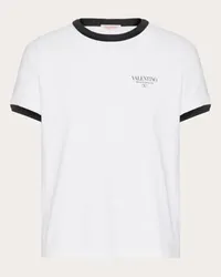 Valentino Garavani T-SHIRT IN COTONE CON STAMPA VALENTINO Uomo BIANCO/ NERO Bianco