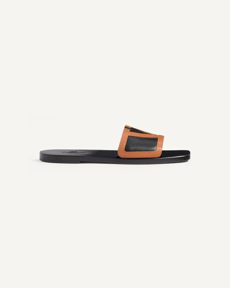 Valentino Garavani Sandalo Slide Viva Superstar In Nappa Uomo NERO/ROASTED PECAN Nero