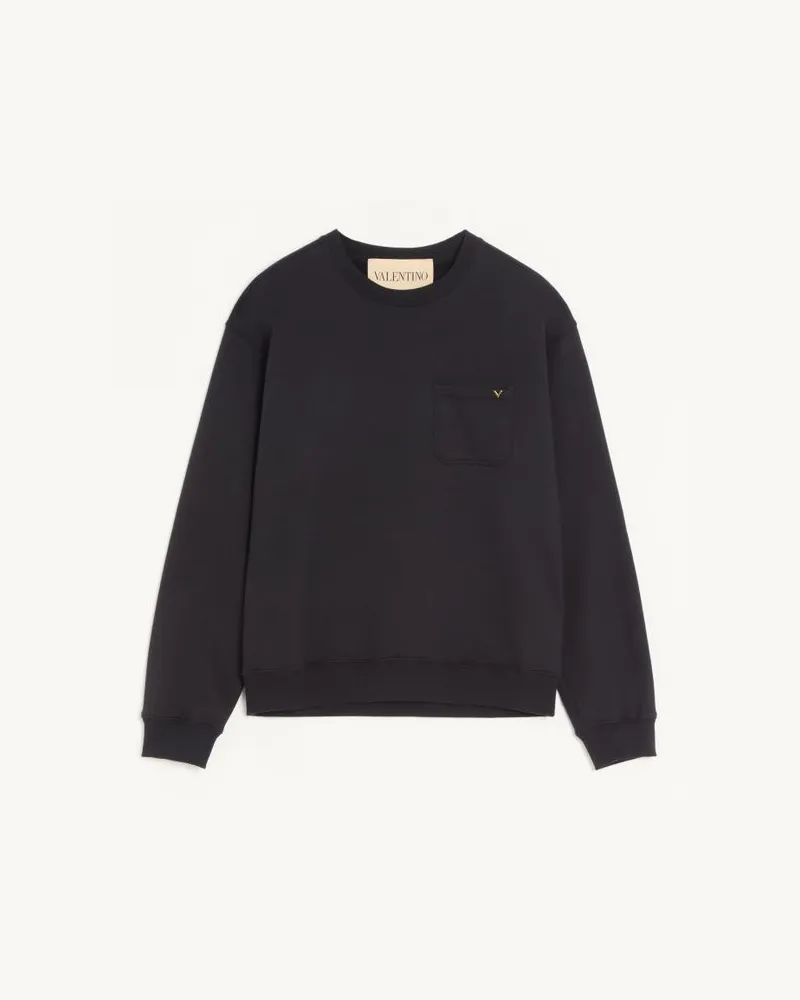 Valentino Garavani Felpa Valentino in cotone con VGold Uomo NERO Nero