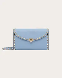 Valentino Garavani PORTAFOGLIO CON CATENA ROCKSTUD IN VITELLO GRANATO Donna AZZURRO Azzurro