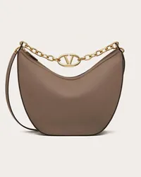 Valentino Garavani HOBO MEDIA VLOGO MOON BAG IN VITELLO GRANATO CON CATENA Donna CLAY Clay