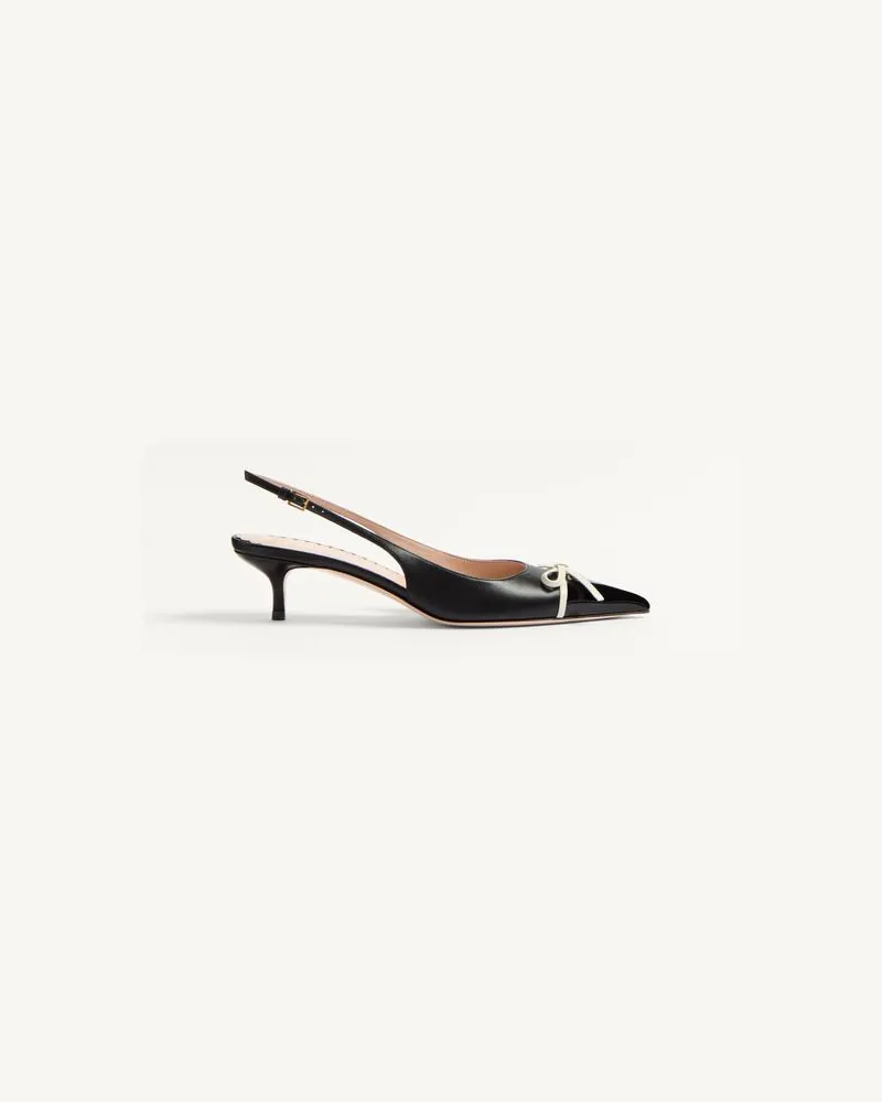 Valentino Garavani Décolleté Slingback Bepointy In Vernice E Capretto 45Mm Donna NERO/AVORIO Nero