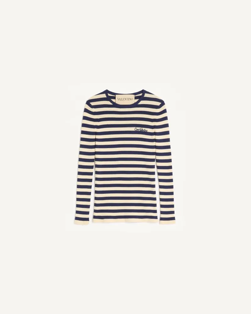 Valentino Garavani Maglia In Cotone Donna BETULLA/PROVENCE BLUE/BETULLA Betulla