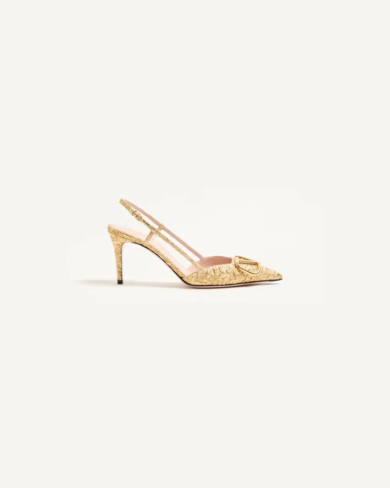 Valentino Garavani Décolleté Slingback Vlogo Signature In Tessuto Jacquard Cloqué 80Mm Donna ORO Oro