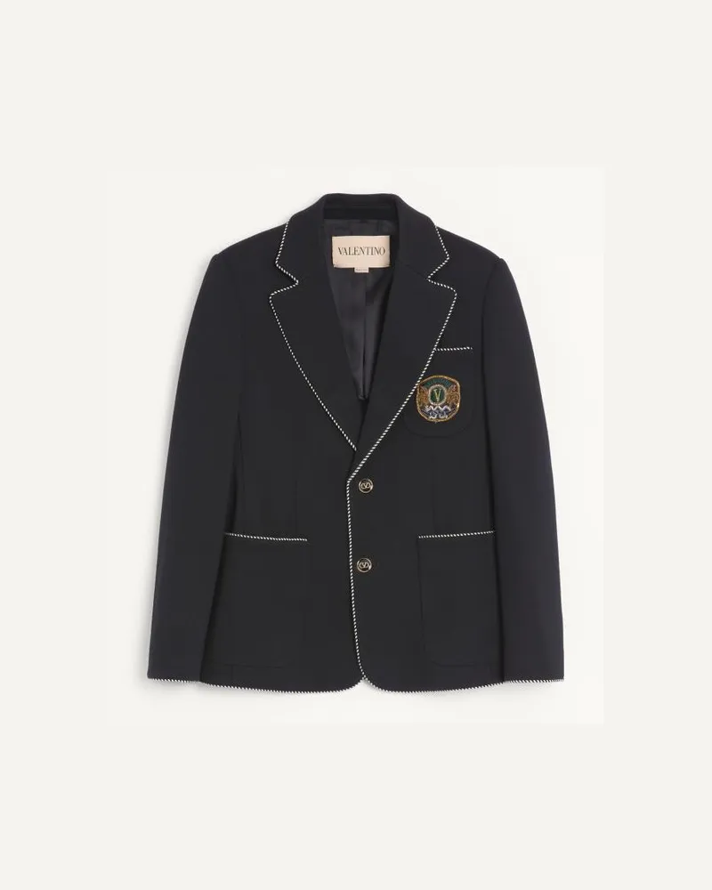 Valentino Garavani Giacca Monopetto Valentino In Lana Con Valentino Patch Uomo NERO Nero