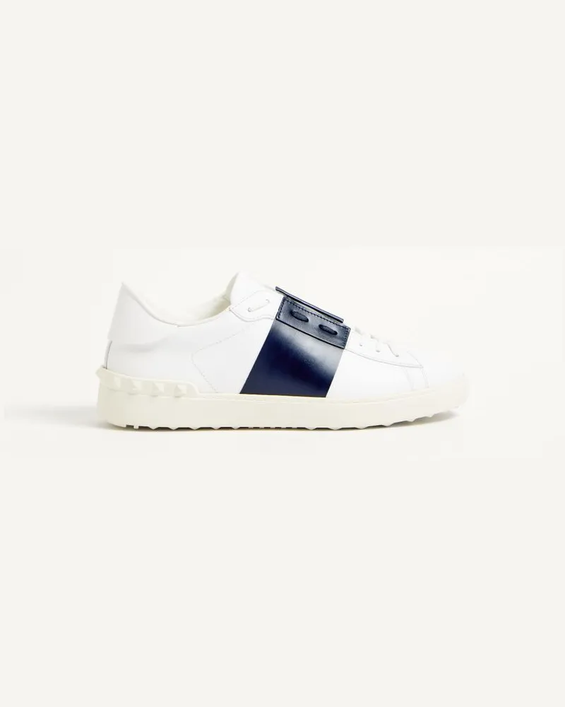 Valentino Garavani Sneaker Open In Vitello Uomo BIANCO/BLU Bianco