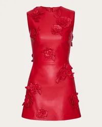 Valentino Garavani ABITO CORTO IN NAPPA RICAMATO Donna ROSSO Rosso