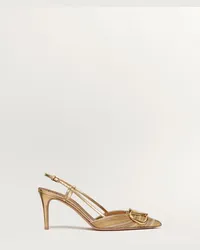 Valentino Garavani DÉCOLLETÉ SLINGBACK VLOGO SIGNATURE METALIZZATO CON RICAMO CORNELY 80MM Donna ORO Oro