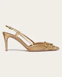 Valentino Garavani DÉCOLLETÉ SLINGBACK VLOGO SIGNATURE METALIZZATO CON RICAMO CORNELY 80MM Donna ORO Oro