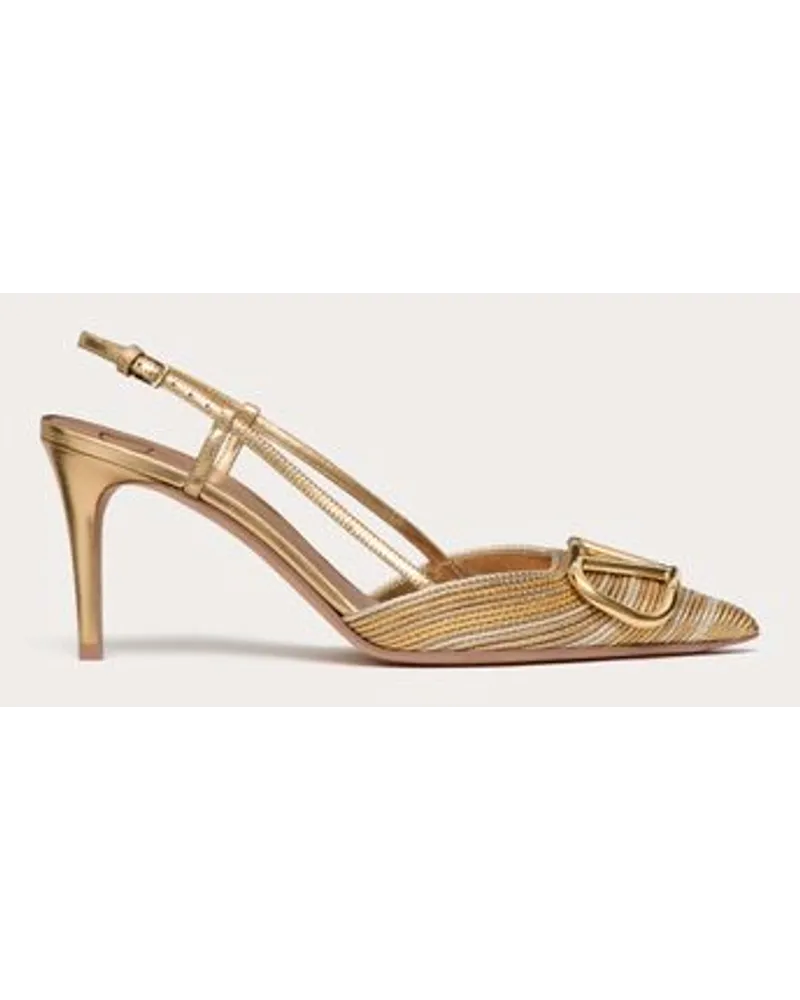 Valentino Garavani Décolleté Slingback Vlogo Signature Metalizzato Con Ricamo Cornely 80Mm Donna ORO Oro
