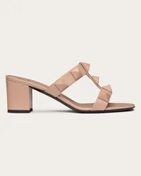 Valentino Garavani SANDALO SLIDE ROMAN STUD IN VITELLO E BORCHIE IN TONO 60MM Donna ROSE CANNELLE Rose