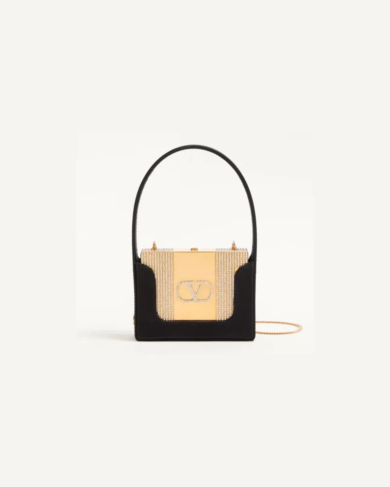 Valentino Garavani Minaudière Valentino Garavani Minaumorphe In Metallo Con Cristalli Swarovski E Custodia In Raso Donna ANTIQUE BRASS/NERO Antique