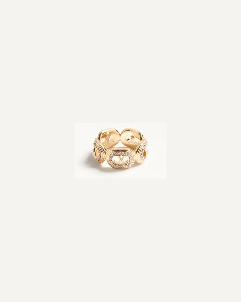 Valentino Garavani Anello Ovalette In Metallo E Cristalli Swarovski Donna ORO/CRYSTAL Oro
