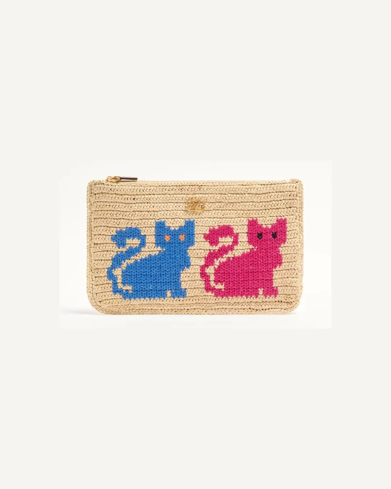 Valentino Garavani Pochette Raffiachat In Rafia Con Ricamo Donna NATURALE Naturale