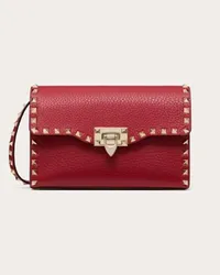 Valentino Garavani BORSA PICCOLA A TRACOLLA ROCKSTUD IN VITELLO GRANATO Donna ROSSO V Rosso