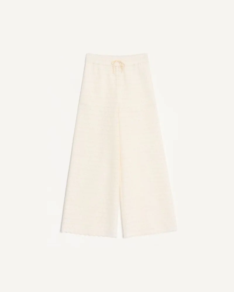 Valentino Garavani Pantaloni In Micro Cotton Fleurs À Jour Donna LATTE Latte