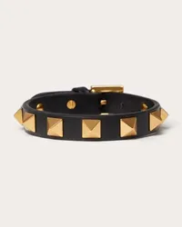 Valentino Garavani BRACCIALE ROCKSTUD GARAVANI IN PELLE E METALLO Uomo NERO Nero