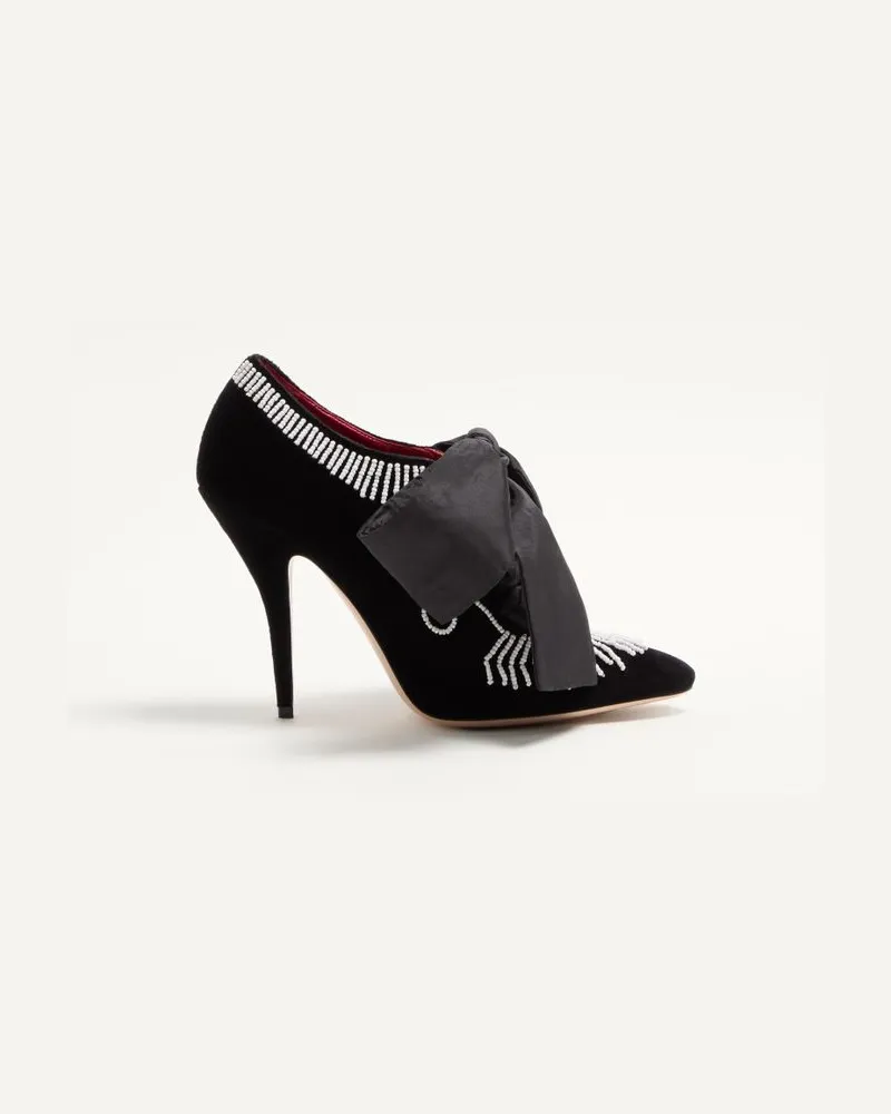 Valentino Garavani Stivaletto Rockocò In Velluto Con Ricamo Di Perline 105Mm Donna NERO Nero