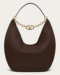 Valentino Garavani MAXI HOBO VLOGO MOON BAG IN NAPPA CON CATENA Donna CACAO Cacao